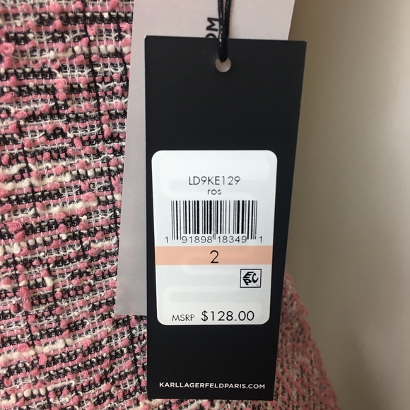 NWT! KARL LAGERFELD PARIS ROSE Tweed Sheath Dress - Picture 4 of 8